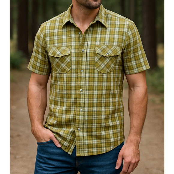 Kuhl Mountain Grown Outdoor Short Sleeve Green Plaid Pearl Snap Shirt Men's XL - Picture 1 of 9